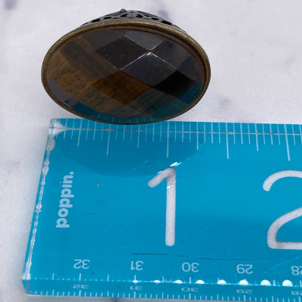 Tiger’s Eye Statement Ring Large Oval Approx Size… - image 4